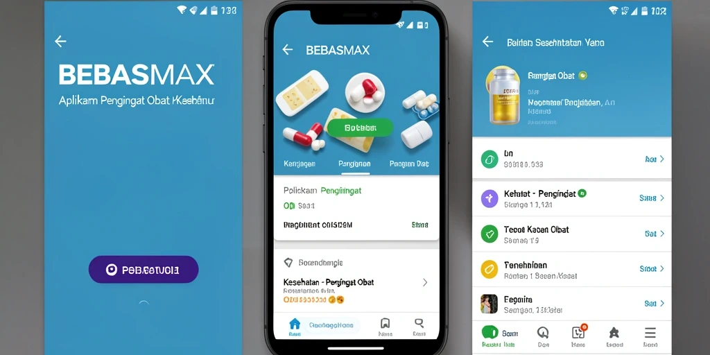 Antarmuka BEBASMAX yang ramah pengguna untuk pengingat obat.