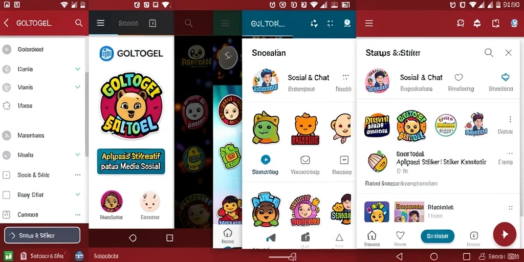 Tampilan antarmuka GOLTOGEL dengan banyak pilihan stiker kreatif.