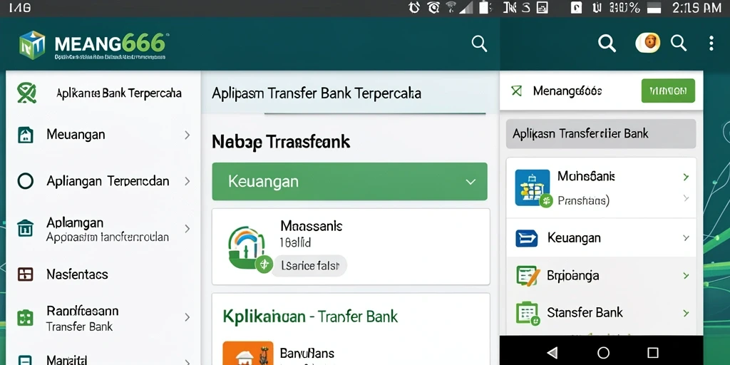 Tampilan antarmuka aplikasi MENANG666 yang memudahkan pengguna dalam transfer bank.