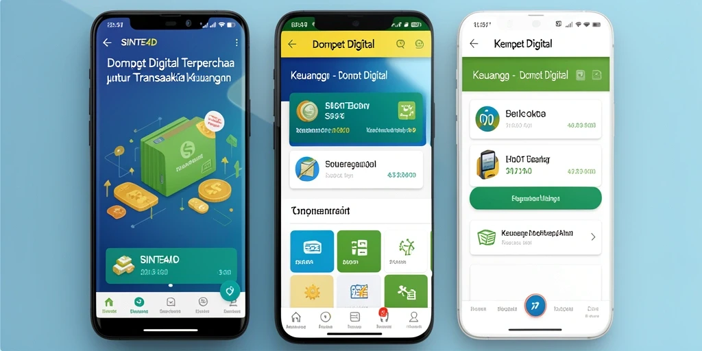 Tampilan antarmuka aplikasi Dompet Digital SINTE4D yang modern dan user-friendly.