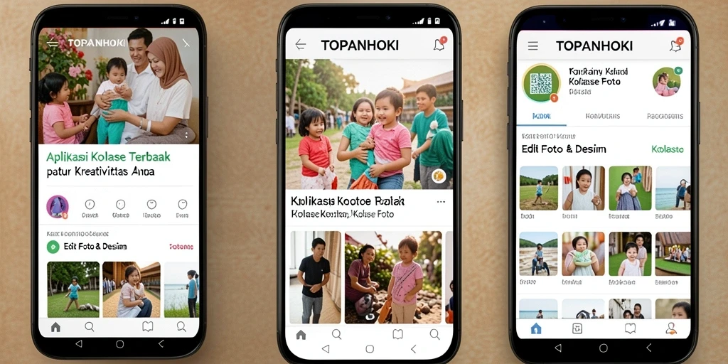 Antarmuka TOPANHOKI menampilkan berbagai fitur kolase foto yang mudah diakses.