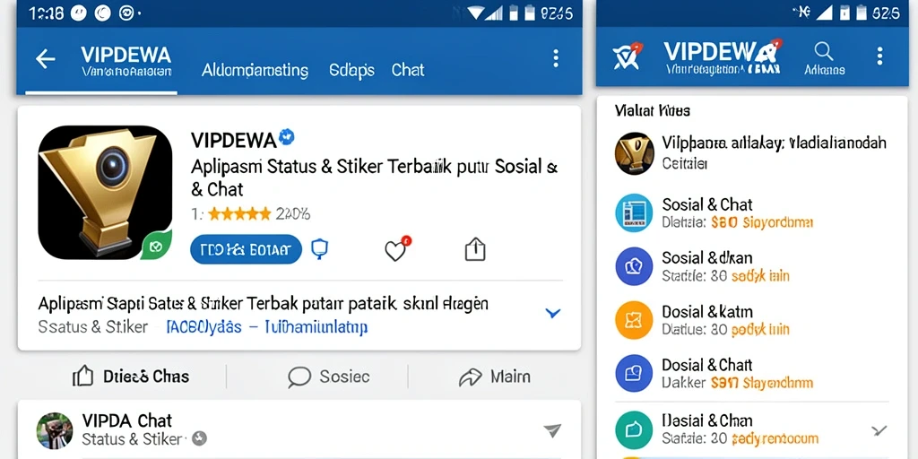 Antarmuka pengguna VIPDEWA dengan berbagai stiker menarik untuk chat.